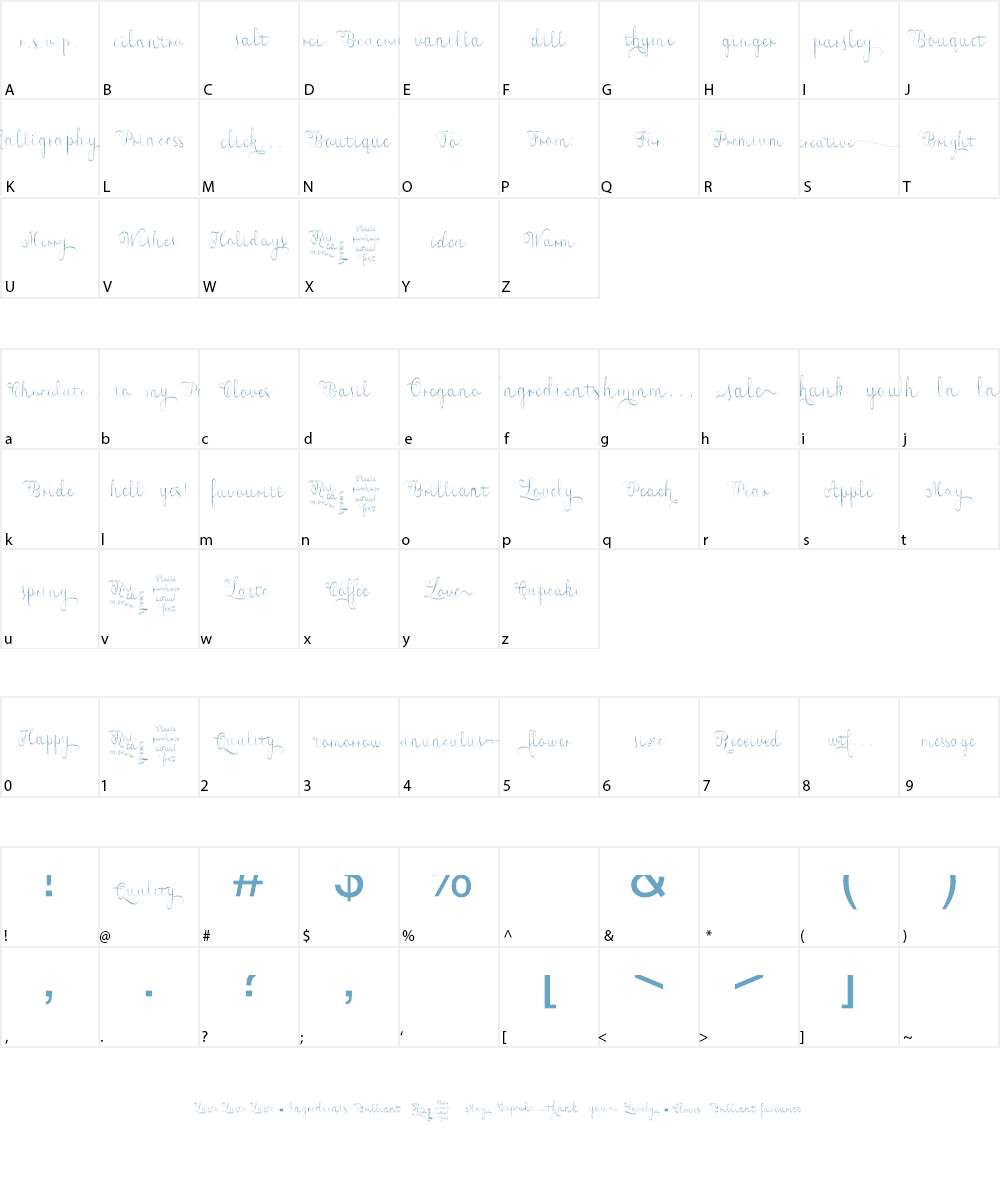 Roicamonta Words Font Character